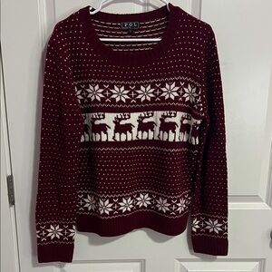 POL Women's Burgundy Sweater with Festive Pattern